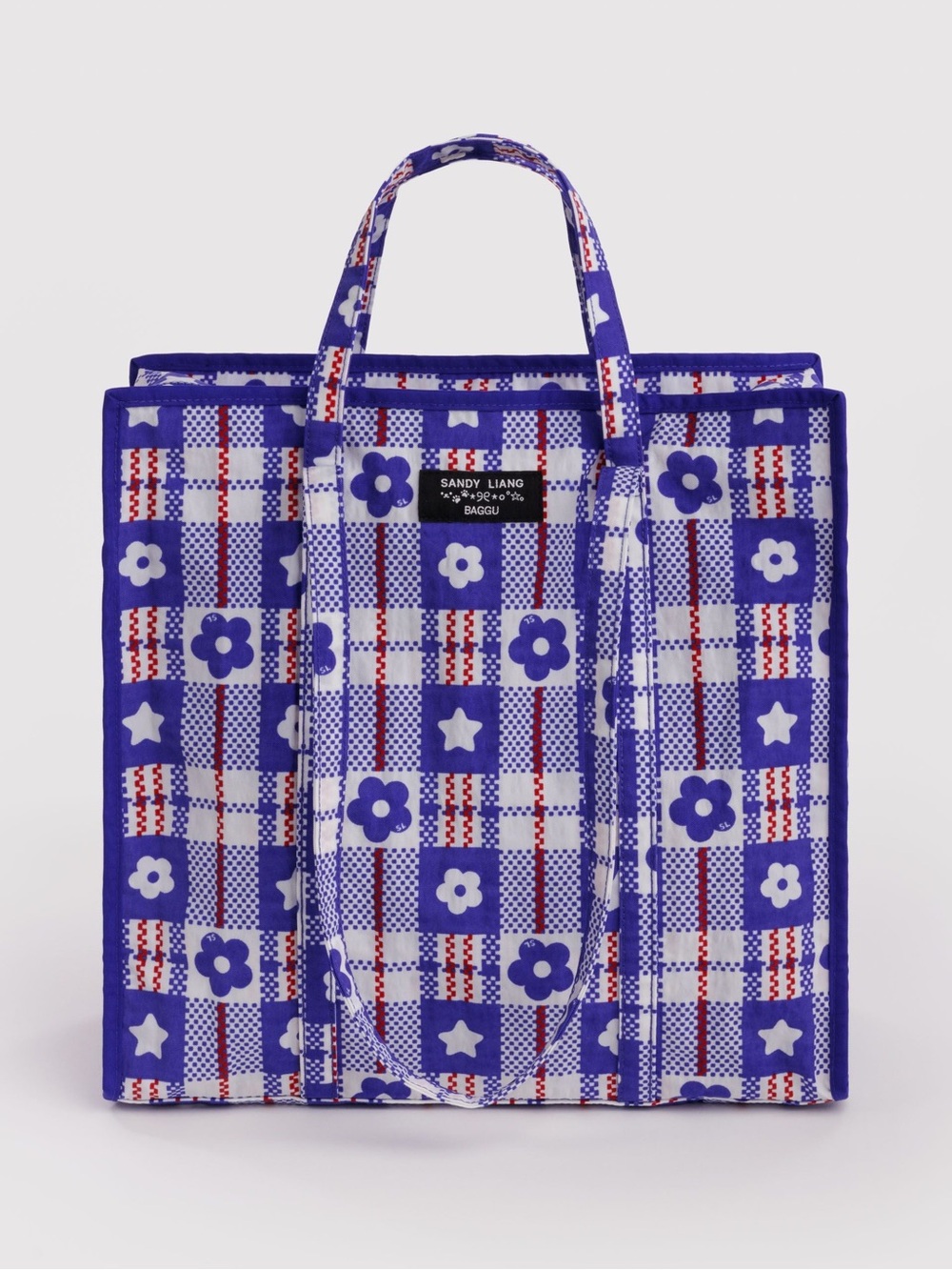 Sandy Liang x BAGGU Large Nylon Market Bag- Blue & White